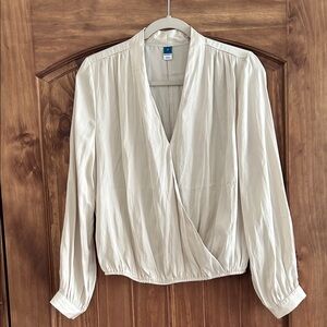 Old Navy Cream V-Neck Blouse